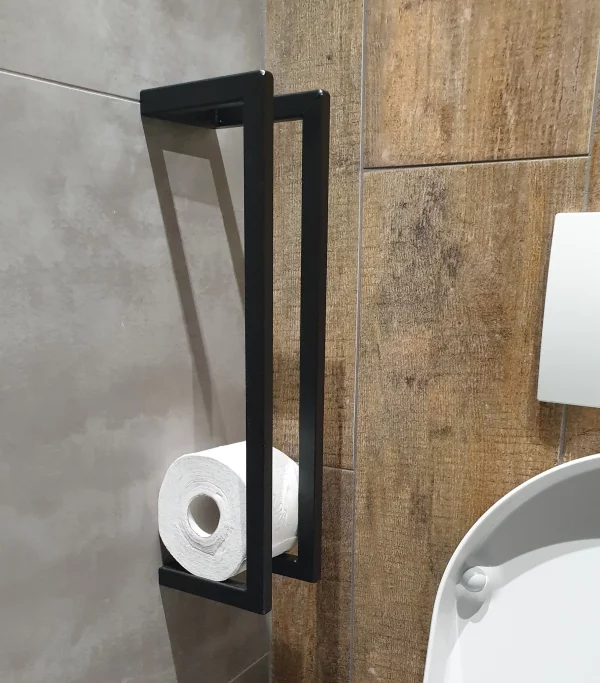Handdoek en toiletrolhouder staal mat zwart - Afbeelding 2